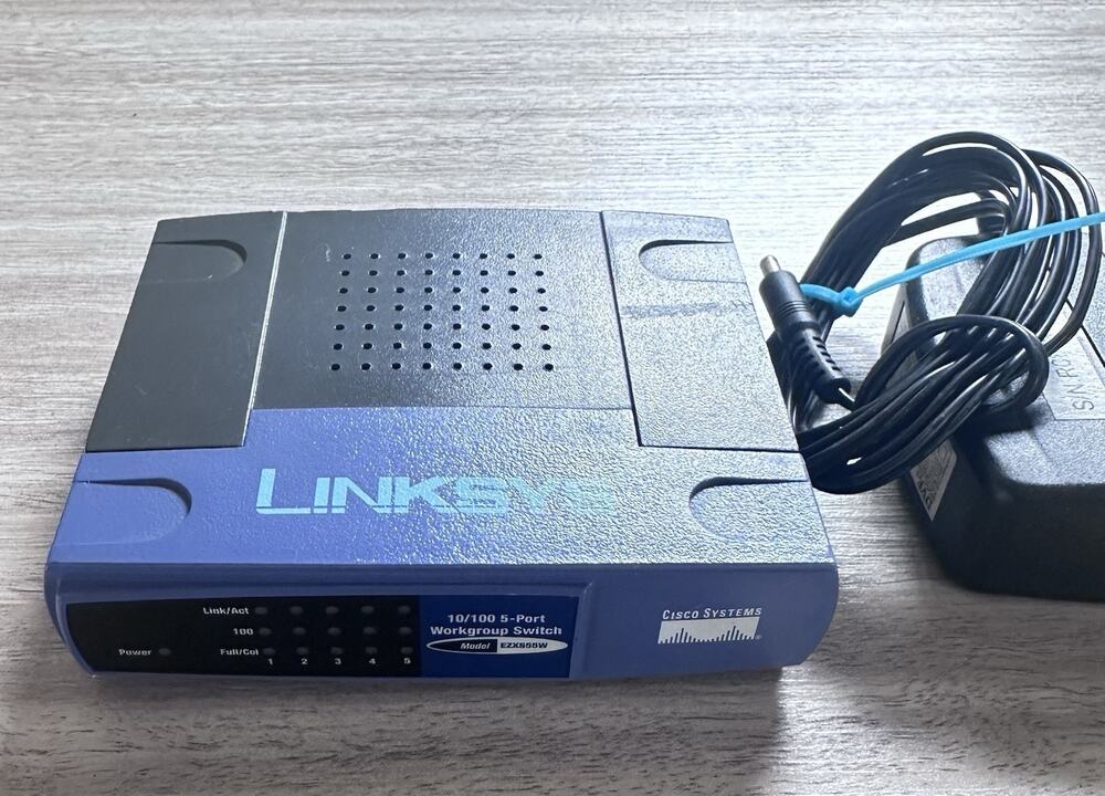 Linksys EZXS55W 5-Port 10/100 Workgroup Ethernet Switch w/ Power Adapter Cisco